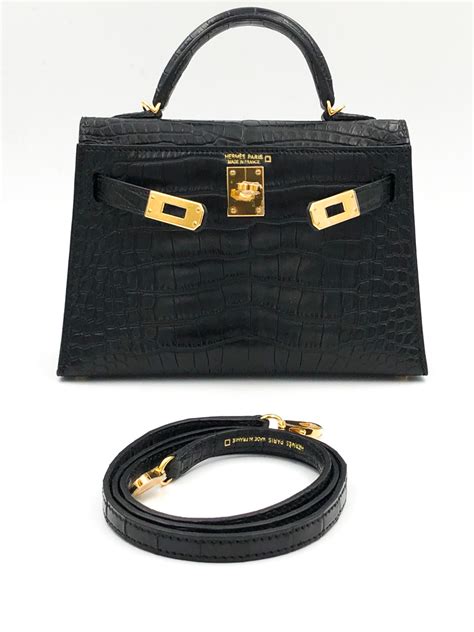 hermes mini kelly black crocodile